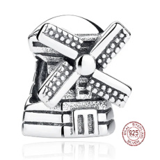 Zawieszka ze srebra próby 925 Grecja, Mykonos Molino de viento, wiatrak, koralik do bransoletki podróżniczej