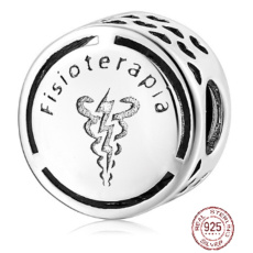 Charm Sterlingové stříbro 925 Fyzioterapie, korálek na náramek zaměstnání