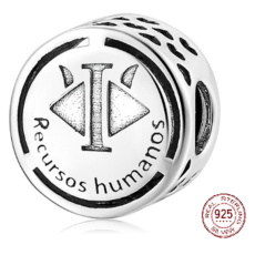 Zawieszka ze srebra próby 925 Zasoby ludzkie, koralik do bransoletki dla pracownika