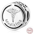 Charm Sterlingové stříbro 925 Medicína, symbol korálek na náramek zaměstnání