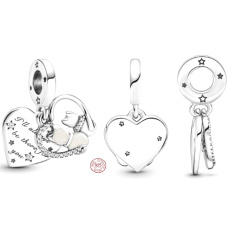 Charm Sterlingové stříbro 925 Přítel pro dvě kočky 2v1, přívěsek na náramek přátelství