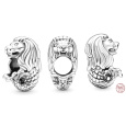 Charm Sterlingové stříbro 925 Merlion symbol Syngapuru, korálek na náramek cestování