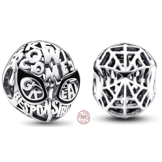 Charm Srebrna 925 Marvel Spiderman Maska, koralik na bransoletkę film