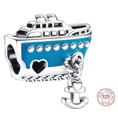 Charm Sterlingové stříbro 925 Kotvící výletní loď, korálek na náramek cestování