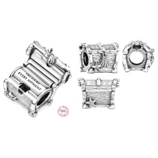 Charm Sterlingové stříbro 925 Truhla s pokladem, korálek na náramek symbol