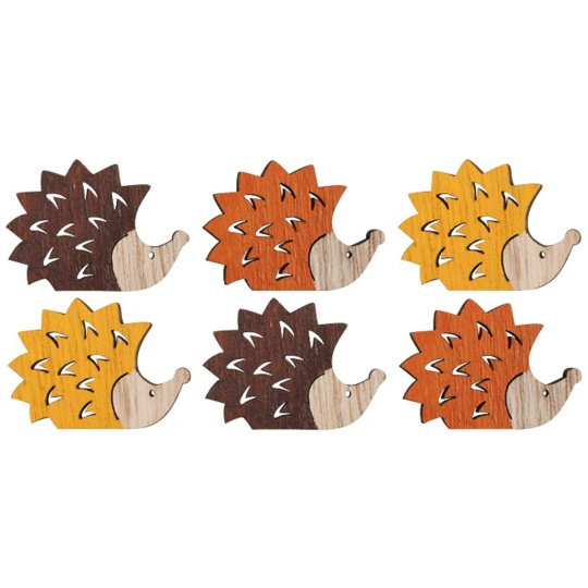 Ježci dřevění 4 x 3 cm 12 kusů mix barev
