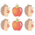 Ježci a jablíčka na kolíčku dřevění 4 cm 6 kusů