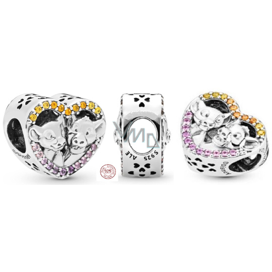 Charm Sterlingové stříbro 925 Disney Lví král - Simba a Nala, korálek na náramek, film Charm Sterlingové stříbro 925 Disney Lví král - Simba a Nala, korálek na náramek, film