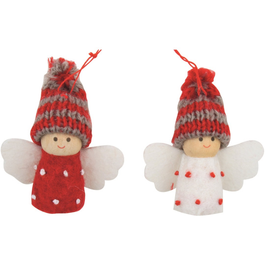 Anděl v pruhované čepici na zavěšení 5,5 cm různé motivy Anděl v pruhované čepici na zavěšení 5,5 cm různé motivy