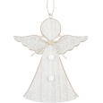 Anděl dřevěný se zlatými křídly na zavěšení 15 cm