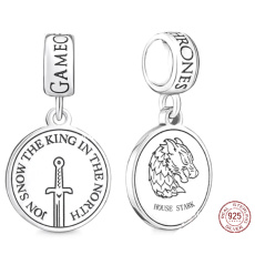 Charm Sterlingové stříbro 925 Hra o trůny Jon Snow, přívěsek na náramek, film