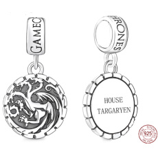 Charm Sterlingové stříbro 925 Hra o trůny erb Targarien, přívěsek na náramek film