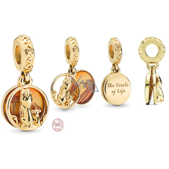 Charm Sterlingové stříbro 925 Disney Lví král - Simba a Mufasa západ slunce 2v1, přívěsek na náramek, film Charm Sterlingové stříbro 925 Disney Lví král - Simba a Mufasa západ slunce 2v1, přívěsek na náramek, film