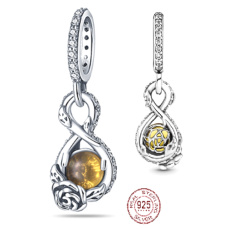 Charm Sterlingové stříbro 925 Disney Kráska a zvíře - Nekonečno a růže Belly, přívěsek na náramek, film