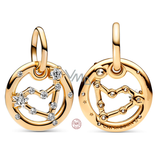 Charm Sterlingové stříbro 925 Pozlacené znamení zvěrokruhu Kozoroh, přívěsek na náramek Charm Sterlingové stříbro 925 Pozlacené znamení zvěrokruhu Kozoroh, přívěsek na náramek