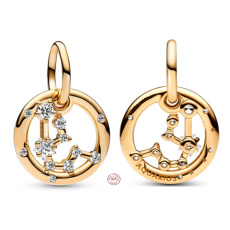 Charm Sterlingové stříbro 925 Pozlacené znamení zvěrokruhu Vodnář, přívěsek na náramek