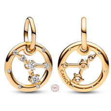 Charm Sterlingové stříbro 925 Pozlacené znamení zvěrokruhu Rak, přívěsek na náramek