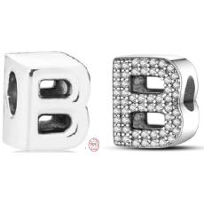 Charm Sterlingové stříbro 925 Abecední písmeno B, korálek na náramek