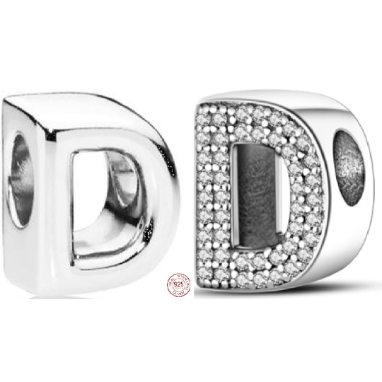 Charm Srebrna 925 Litera D, koralik na bransoletkę