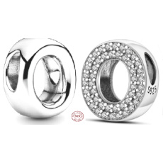 Charm Sterlingové stříbro 925 Abecední písmeno O, korálek na náramek