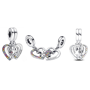 Charm Puzzle přátelství, dělitelný 2v1 přívěsek na náramek, láska