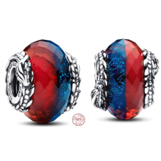 Charm Sterlingové stříbro 925 Hra o trůny Led a ohnivý drak, dvojité Murano sklo korálek na náramek, film Charm Sterlingové stříbro 925 Hra o trůny Led a ohnivý drak, dvojité Murano sklo korálek na náramek, film