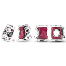 Charm Sterlingové stříbro 925 Disney Popelka - myška Suzy s jehlou a špulkou nití, korálek na náramek film