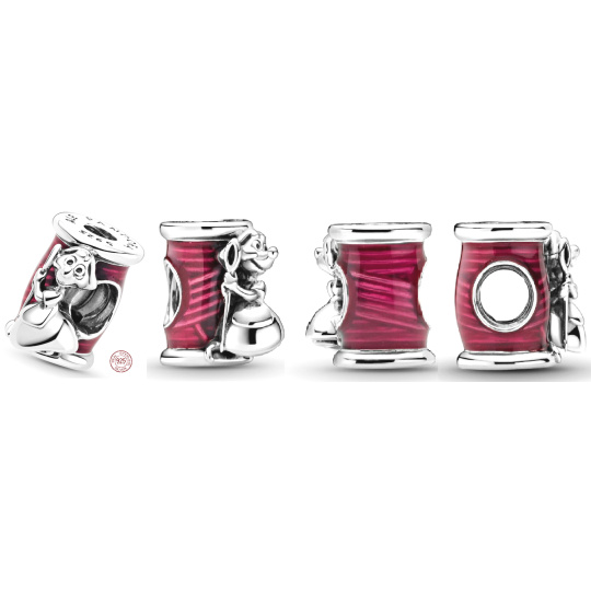 Charm Sterlingové stříbro 925 Disney Popelka - myška Suzy s jehlou a špulkou nití, korálek na náramek film