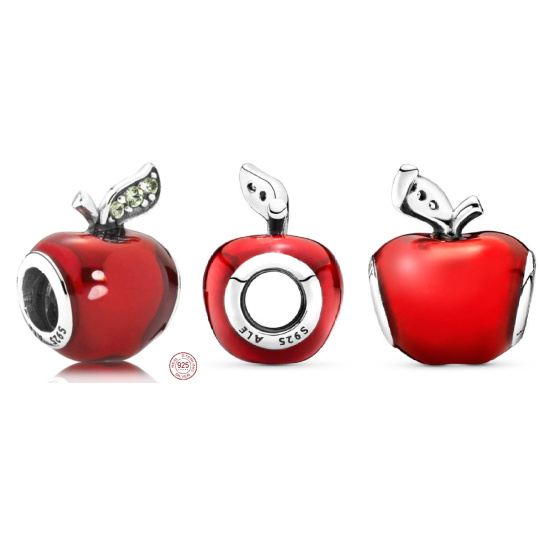 Charm Sterlingové stříbro 925 Disney Sněhurka - jablko, korálek na náramek jídlo