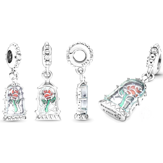 Charm Disney Kráska a Zvíře Kouzelná růže, přívěsek na náramek, film