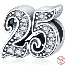 Charm Sterlingové stříbro 925 25 výročí, korálek na náramek