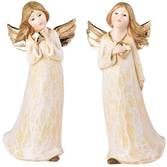 Anděl ve zlatých šatech polystone 85 x 190 mm mix druhů