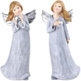 Anděl v šedých šatech s rozpuštěnými vlasy polystone 85 x 190 mm mix druhů