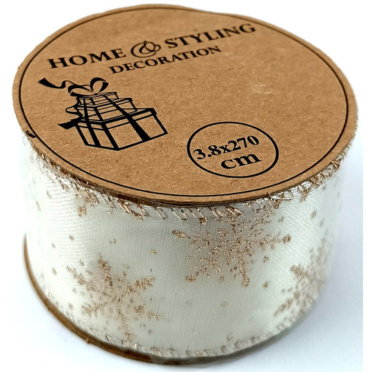 Emocio Stuha bílá se zlatými vločkami 2700 x 38 mm