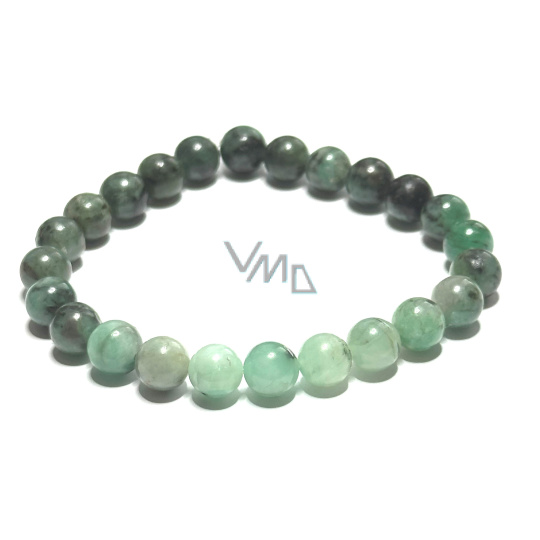 Smaragd náramek elastický přírodní kámen, kulička 8 mm / 16 - 17 cm, královský kámen
