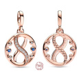 Charm Sterlingové stříbro 925 Symbol nekonečna rose - Mini medailon, přívěsek na náramek symbol