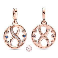 Charm Sterlingové stříbro 925 Symbol nekonečna rose - Mini medailon, přívěsek na náramek symbol Charm Sterlingové stříbro 925 Symbol nekonečna rose - Mini medailon, přívěsek na náramek symbol