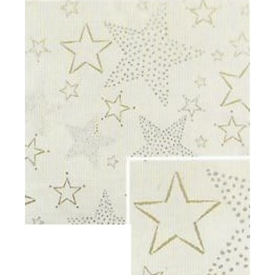 Nekupto Dárkový balicí papír vánoční 70 x 200 cm Bílý, zlaté hvězdy