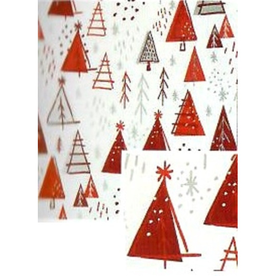 Nekupto Dárkový balicí papír vánoční 70 x 200 cm Bílý, červené stromky