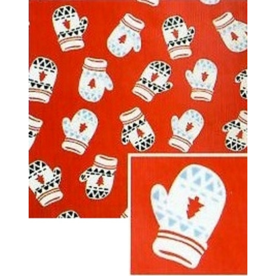 Nekupto Papier do pakowania prezentów świątecznych 70 x 500 cm Czerwony, rękawice