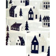 Nekupto Dárkový balicí papír vánoční 70 x 1000 cm Světle modrošedý, domečky, stromky