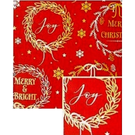 Nekupto Dárkový balicí papír vánoční 70 x 1000 cm Tmavě červený, nápis Merry & Bright