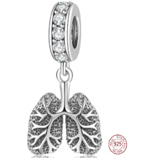 Charm Sterlingové stříbro 925 Anatomická biologie - Plíce symbol kontaktu s vnějším světem, přívěsek na náramek Charm Sterlingové stříbro 925 Anatomická biologie - Plíce symbol kontaktu s vnějším světem, přívěsek na náramek