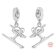 Charm Sterlingové stříbro 925 Lyžování Báječná cesta, přívěsek na náramek sport