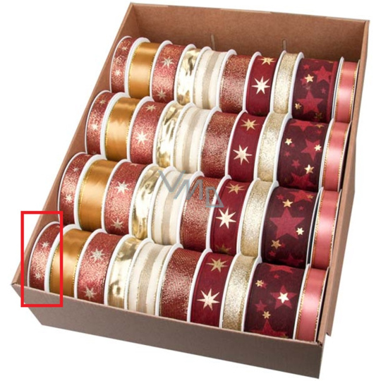 Ditipo Stuha látková vánoční s drátkem Červeno-měděná se zlatými hvězdičkami 4 m x 15 mm Ditipo Stuha látková vánoční s drátkem Červeno-měděná se zlatými hvězdičkami 4 m x 15 mm