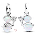 Charm Sterlingové stříbro 925 Opaleskující sněhulák, přívěsek na náramek zima