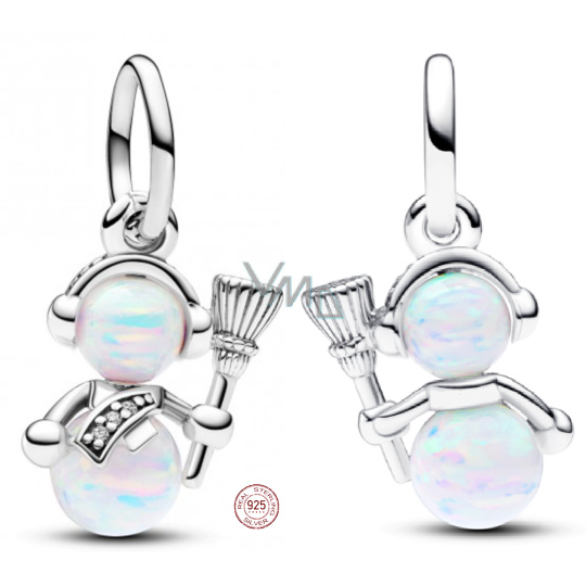 Charm Sterlingové stříbro 925 Opaleskující sněhulák, přívěsek na náramek zima Charm Sterlingové stříbro 925 Opaleskující sněhulák, přívěsek na náramek zima