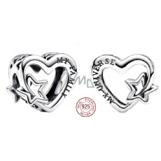 Charm Sterlingové stříbro 925 Srdce s propletenou hvězdou, korálek na náramek rodina Charm Sterlingové stříbro 925 Srdce s propletenou hvězdou, korálek na náramek rodina