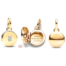 Charm Srebrna 925 medailon złoty Klucz, zawieszka na bransoletkę miłość