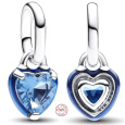 Charm Sterlingové stříbro 925 Modré srdce - Mini medailon, přívěsek na náramek láska